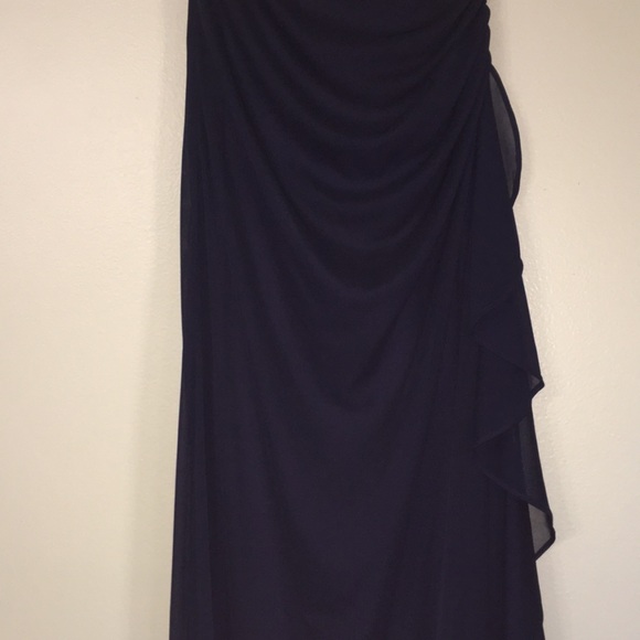 Navy Lace Sequin Prom Dress - Picture 4 of 8